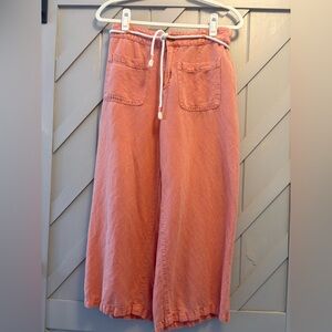 C&C California Coral Linen Cropped Pants